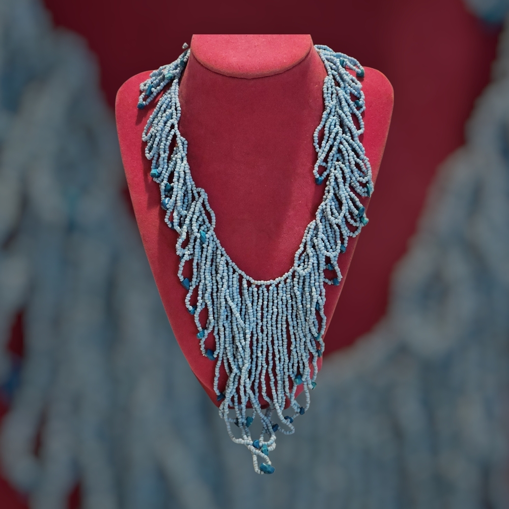 Elegant Blue Beaded Necklace